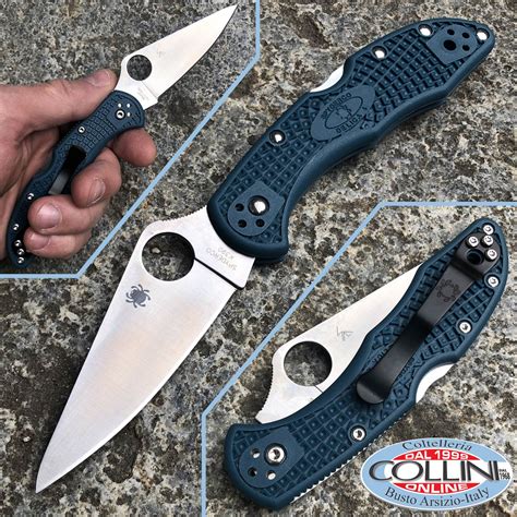 Spyderco Delica 4 Flat Plain K390 Blue Frn C11fpk390 Knife