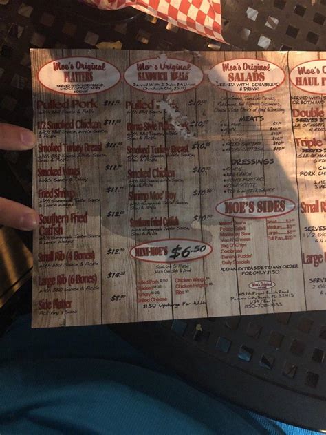 Menu At Moe S Original Bar B Que Panama City Beach