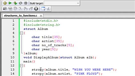 C Programming Tutorial Passing Structures To Functions Youtube