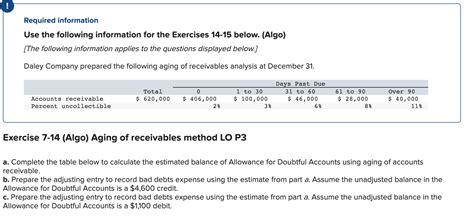 Solved Exercise 7 12 Algo Percent Of Sales Method LO P3 Chegg