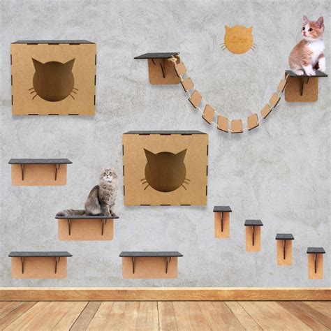 Playground para Gatos 11 Peças Brinquedo de Gato Prateleiras Nichos