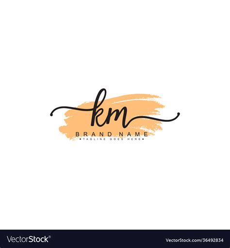 Handwritten Signature Logo For Initial Letter Km Vector Image