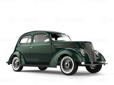 Elegant green old timer vintage car with white wall tires - beauty shot ...