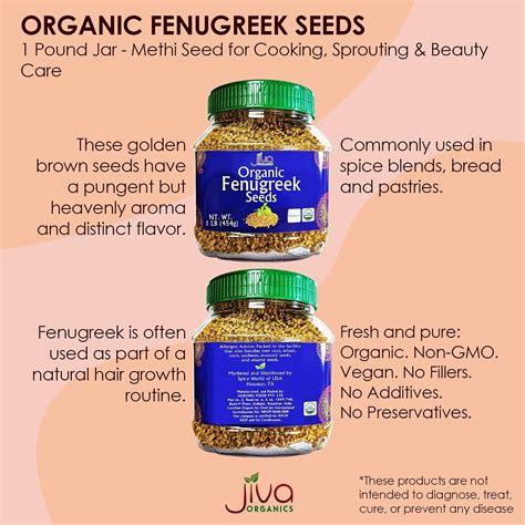 Jiva Organics Organic Fenugreek Seeds Lb Jar For Cooking Sprouting