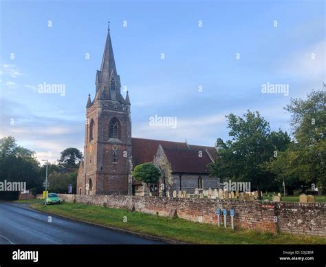 St Michaels Church In Tilehurst Reading Seen Against A Blue Sky Stock