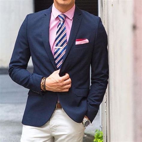 Khakis Navy Blue Blazer Khaki Trousers And Crisp Pink Shirt Perfect