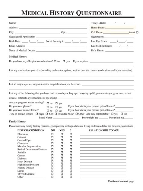 Alan Optical Medical History Questionnaire Fill And Sign Printable