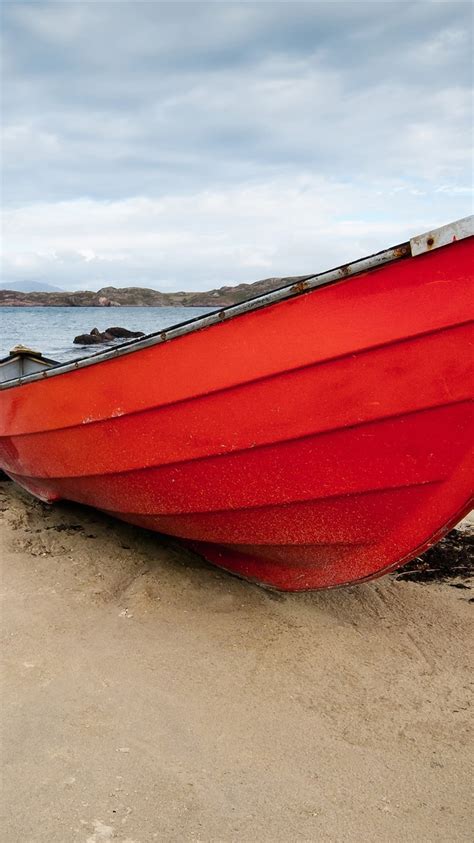 Wallpaper Red boat, beach 3840x2160 UHD 4K Picture, Image