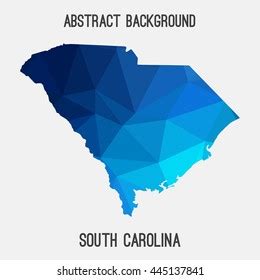 South Carolina Map Geometric Polygonalmosaic Styleabstract Stock Vector