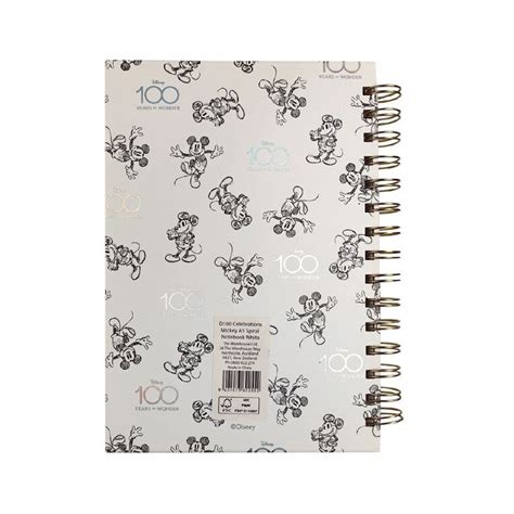 Disney 100 Mickey Notebook Spiral White A5 White The Warehouse