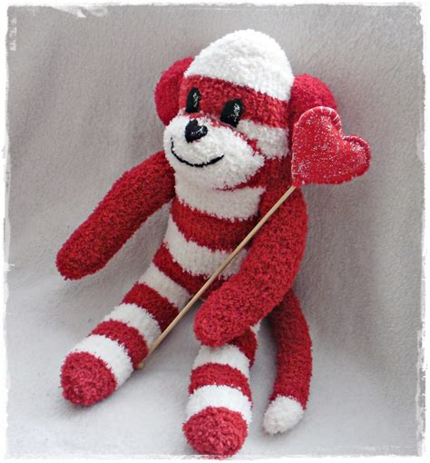 handcrafted  picto valentine sock monkeys