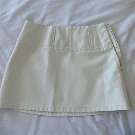 Glassons Faux Leather White Mini Skirt Never Worn Depop