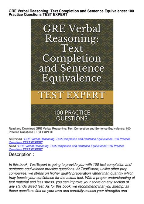 PDF READ ONLINE GRE Verbal Reasoning Text Completion And Sentence