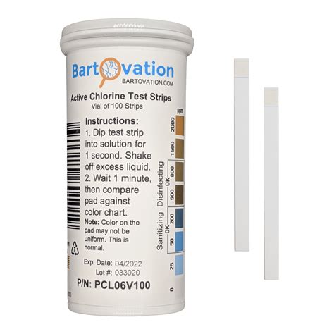 Chlorine Test Strips 0 2000ppm For Restaurants Vial Of 100 Strips