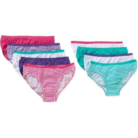 Nwt Hanes Girls Assorted No Ride Up Cotton Bikinis Panties 9 Pack Size 12 Ebay