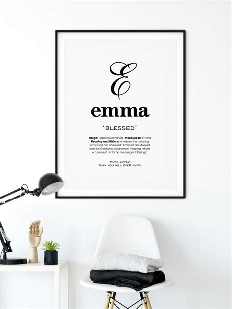 Emma Name Meaning Printable Name Art Modern Nursery Decor | Etsy