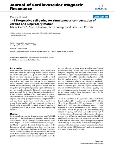 Pdf Prospective Self Gating For Simultaneous Compensation Of