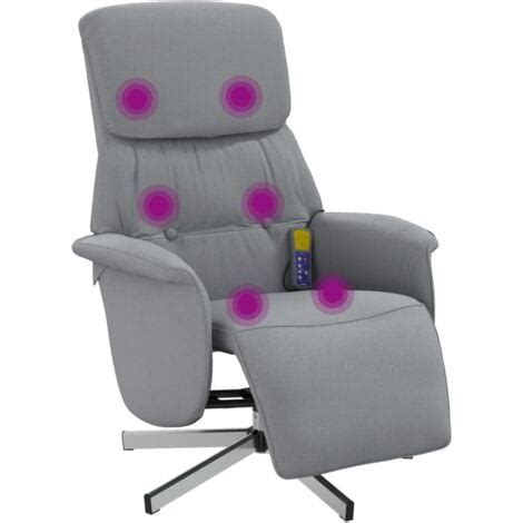 Fauteuil Inclinable De Massage Et Repose Pieds Gris Clair Tissu