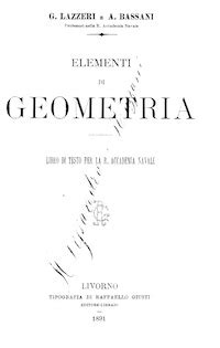 Edizione Nazionale Mathematica Italiana Elementi Di Geometria