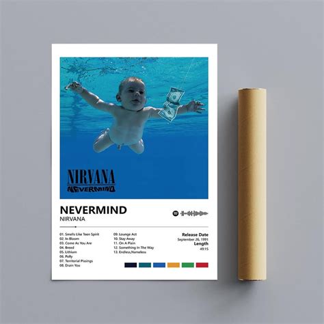 Nevermind Album Poster, Nirvana Music Poster, Nevermind Tracklist Print ...