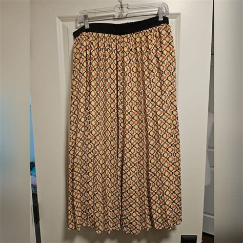 DR2 Skirts Dr2 By Daniel Rainn Rust Blackgeometric Chiffon Pleated