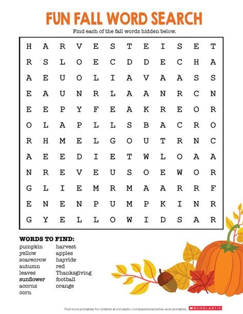 Fall Printable Word Search