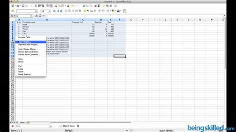 Formatting Of Cells In Table In Libreoffice Openoffice Calc Word Wrap