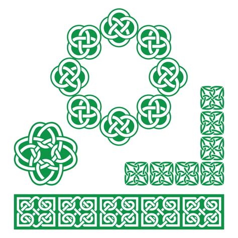 Celtic Irish Green Patterns And Knots Vector St Patricks Day