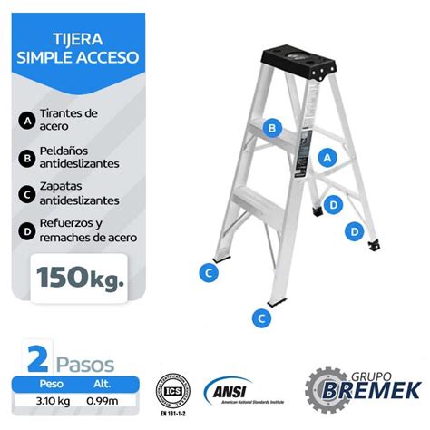 Escalera Simple Acceso Aluminio Pasos Grupo Bremek