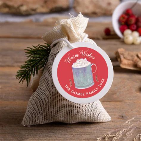 Warm Wishes Peppermint Hot Cocoa Mug Holiday Classic Round Sticker Zazzle