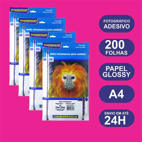 Papel Fotogr Fico Adesivo Glossy Gr Folhas A Mm X Mm