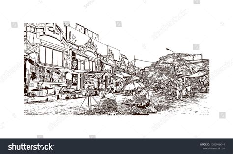 Hanoi Capital Vietnam Hand Drawn Sketch Stock Vector Royalty Free