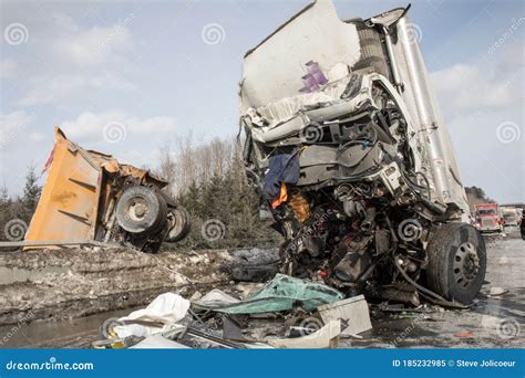 Spectacular Tractor Trailer Crash Editorial Image Image Of Firemen