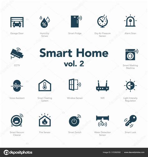 Smart Home Icon Set Volume Isolated Light Background Contains Icons