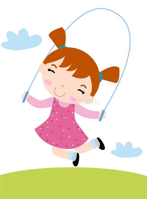 Girl skipping stock vector. Illustration of enthusiastic - 13981550