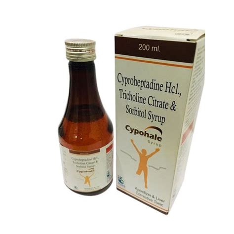 Cyproheptadine Hcl Tricholine Citrate And Sorbitol Syrup Packaging