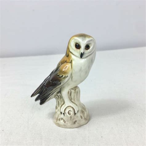 Vintage Goebel Ceramic Barn Owl Brown And White Figurine West