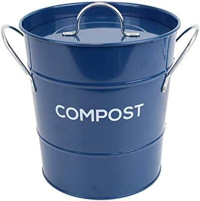 Dark Blue Metal Kitchen Compost Caddy Navy Blue Composting Food Bin