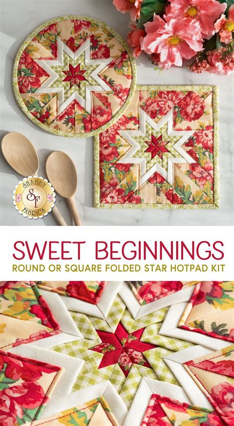 Folded Star Hot Pad Kit Round Or Squared Sweet Beginnings Shabby