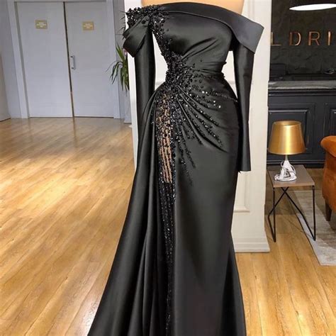 Long Sleeve Black Evening Dress Long Sleeve Prom Black Evening