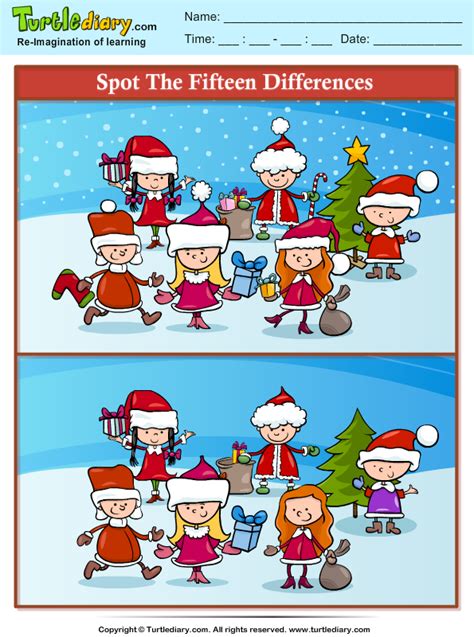 Christmas Spot The Difference Worksheet