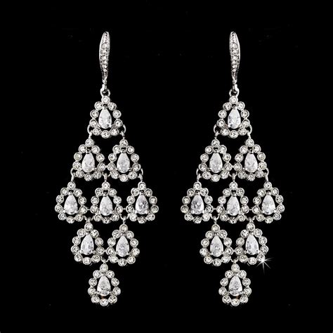 Bold Silver Crystal Chandelier Bridal Earrings Bridal Earrings