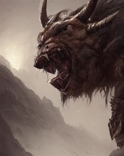 A Minotaur As A Wolf Terrifying Face Highly Detailed Stable