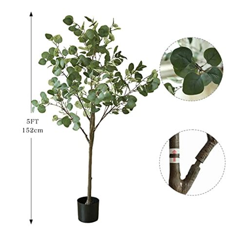 Apeair Artificial Eucalyptus Tree Tall 5Feet Fake Potted Eucalyptu