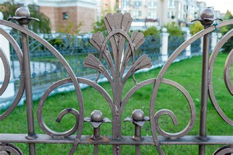 fence, wrought iron fence, forging and stone, wrought-iron ornaments, 13850569 Stock Photo at ...