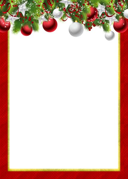 Red Transparent PNG Christmas Photo Frame with Christmas Balls ...