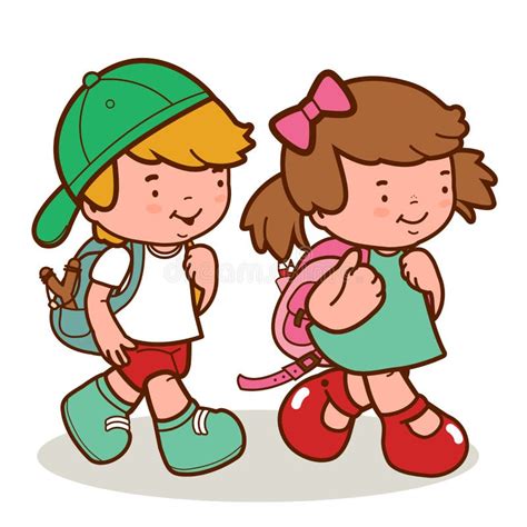 Kids Walk To School Stock Vector Image Of Happy Smiling 40484931