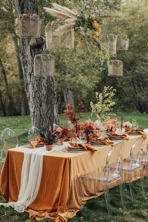 Bohemian Wedding Table Copper Fall Wedding Ideas Floral Wedding