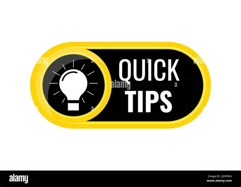 Quick Tips Button With Light Bulb Badge Vector Icon Stock Vector Image