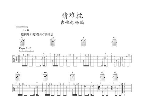 情难枕吉他谱林慧萍c调指弹 吉他世界